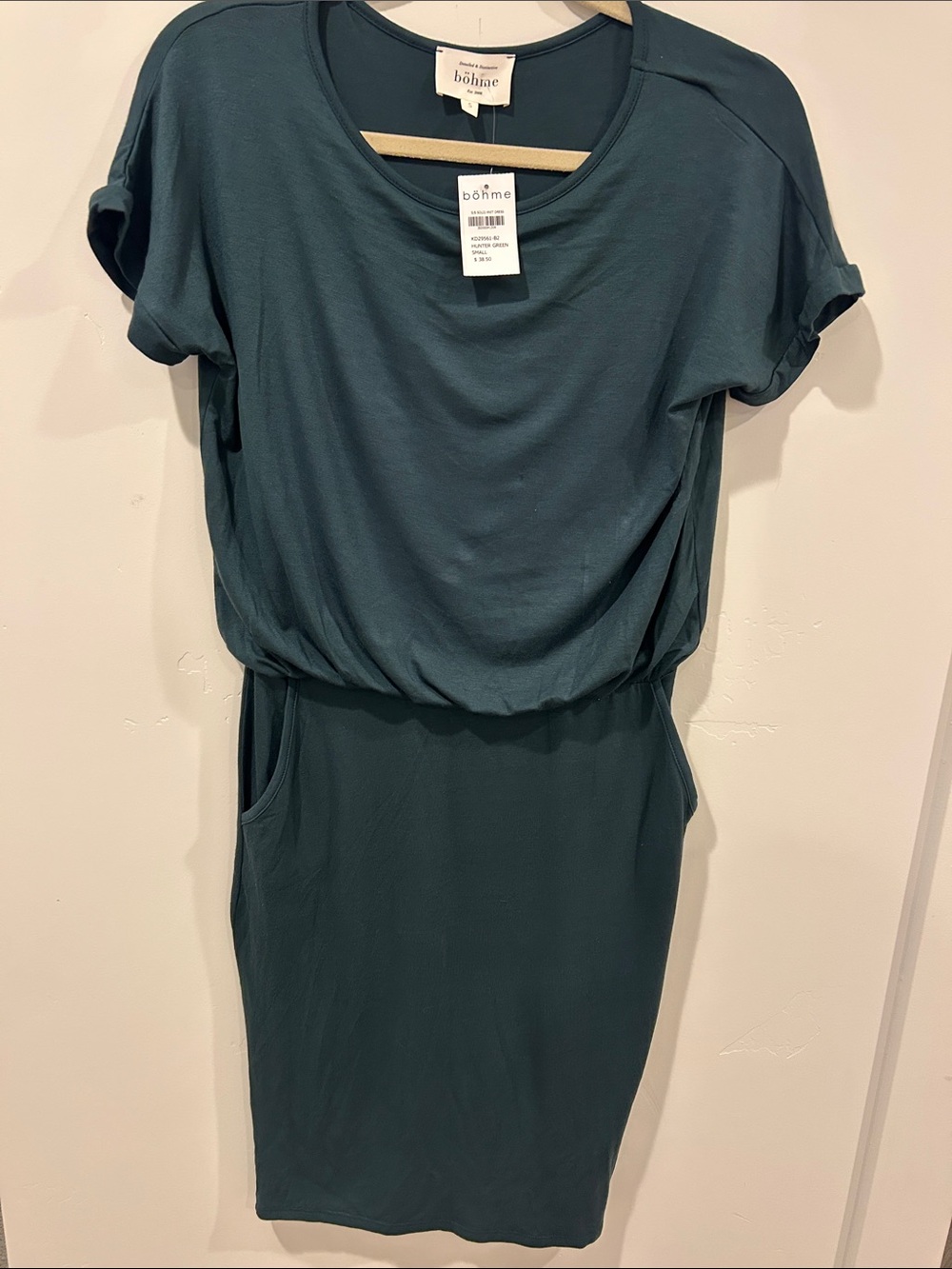 NWT Bohme Hunter Green Rayon Knit Dress Small Made in USA